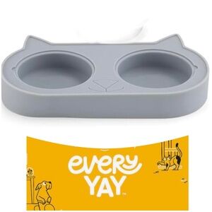 EveryYay Better Together Cat Face Double Silicone Diner for Cats